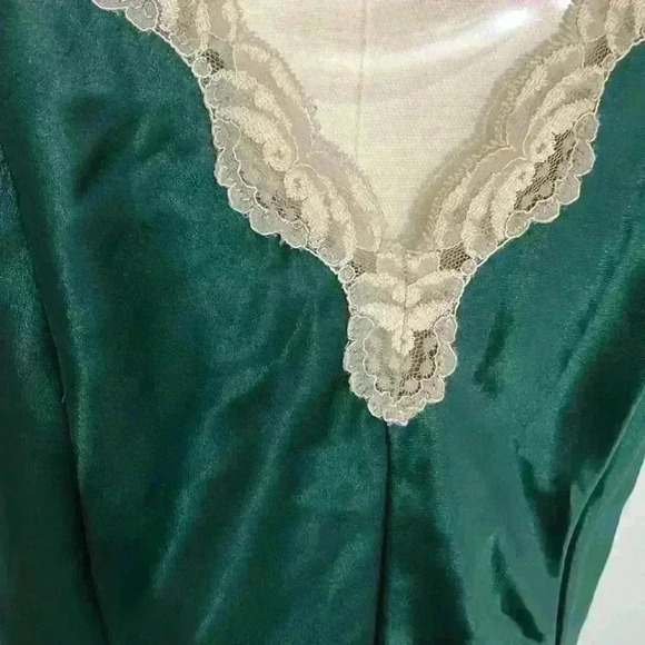 VINTAGE 80’S VAL MODE EMERALD GREEN CHEMISE SLEEPWEAR SIZE M - Picture 7 of 9